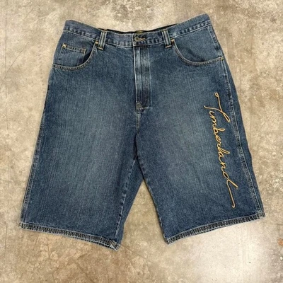 Pantalones cortos de mezclilla Timberland bordados holgados Y2K talla 38 Foto 1 de 4