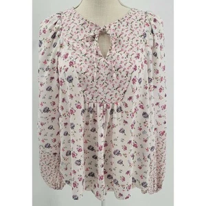 Blusa Carolina Belle Floral Sedosa Boho Campesina Manga Globo Talla M Rosa - Imagen 1 de 10
