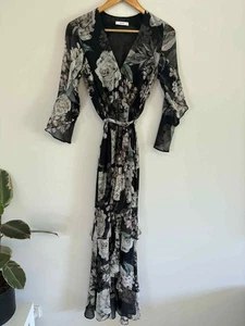 Sheike Size 6 Womens Long Sleeve Floral Wrap Midi Dress - Foto 1 di 7