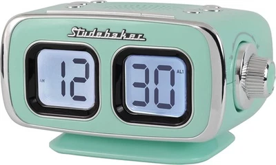 Studebaker Large Display LCD AM/FM Retro Clock Radio USB Bluetooth Teal  - Image 1 of 4