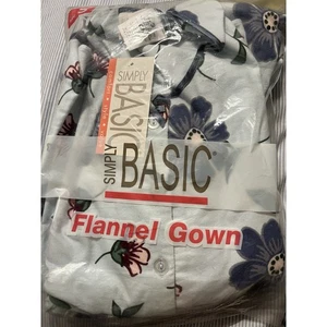 VTG NWT Simply Basic Long Flannel Ruffled Nightgown S Floral Printed Cotton - Picture 1 of 4