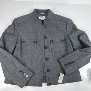 Talbots Petites Military Style Blazer Jacket Size 10P Wool Blend Shell - Bild 1 von 9