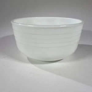 VTG PYREX SOLID WHITE MILK GLASS MIXING BOWL RIBBED #10 KITCHEN GLASSWARE USA  - Picture 1 of 8