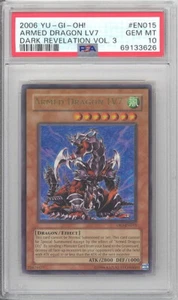 PSA 10 - Yu-Gi-Oh Card - DR3-EN015 - ARMED DRAGON LV7 (ultra rare holo) GEM MINT - Picture 1 of 2