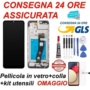 DISPLAY LCD ORIGINALE FRAME SAMSUNG GALAXY A02S SM-A025G TOUCH SCREEN VETRO NERO - Zdjęcie 1 z 3