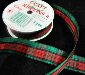 Cinta #08 Nuevo Vintage Offray Estampado a Cuadros Floral Artesanía 14 pies Ancho 7/8" - Imagen 1 de 3