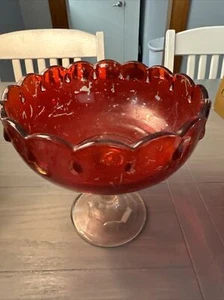 Indiana Glass 7.5" Ruby Over Clear Open Pedestal Compote - Picture 1 of 7