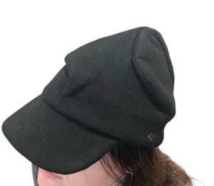 CELINE ROBERT CHAPEAUX DAMEN SCHWARZ WOLLE STRICK ZEITUNGSJUNGE BASEBALL GEFALTETE KAPPE M - Bild 1 von 14