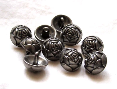 10x Knöpfe Trachtenknöpfe ROSE 14mm METALL Blume schwere Qualität KN-43 - Bild 1 von 4