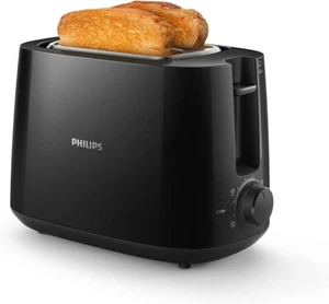 Philips Toaster 2 Slots 8 Settings Bun Rack Defrost High Lift, Black (HD2581/91) - Picture 1 of 6