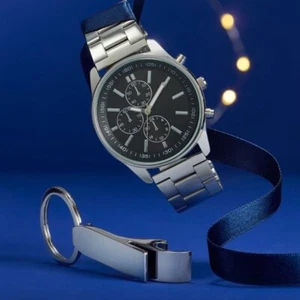 Avon Lucas Watch Gift Set Mens Watch & Bottle Opener Gift Set Silver Tone - Picture 1 of 3