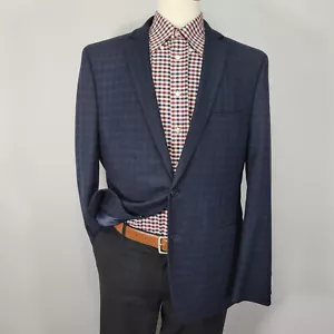 Van Heusen Flex Men's Sport Coat Blazer Two Button Navy Checked Slim Fit 44R - Picture 1 of 12