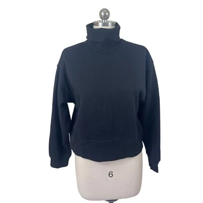 Zara Turtleneck Sweatshirt Womens Small NWT Black Solid Minimalist Modern Boho - Image 1 of 4