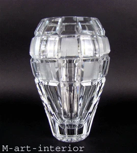 Imposant Czech Cut Crystal Glass ART DÉCO Vase with Squares Bohemia 1930s - Picture 1 of 11