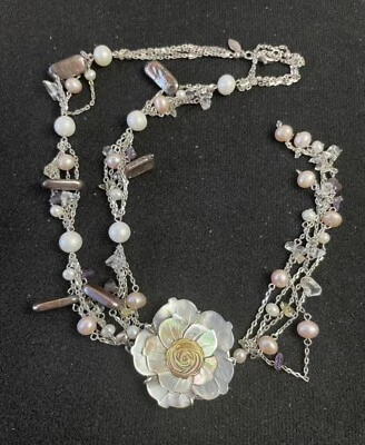 Collana in Argento 925 con Perle e Cristalli - Immagine 1 di 4