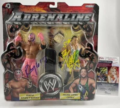 WWE Rey Mysterio & Rob Van Dam Signed Jakks Adrenaline 2 Pack JSA COA - Image 1 of 3