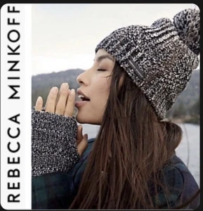 NWT Rebecca Minkoff Beanie Hat and Arm Warmer Gloves Set One Size Fits Most FFF - Picture 1 of 4