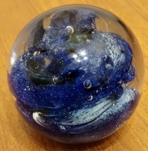 Signed Gabe Bloodworth Blue Glass Paper Weight - Picture 1 of 5