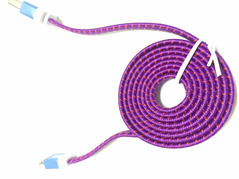 Cable de carga micro USB plano trenzado de 3 pies para dispositivos Android Samsung, LG Foto 1 de 1