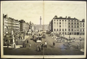 Estampado antiguo SACKVILLE ST & O'CONNELL BRIDGE Dublín Irlanda Illus 6,5" x 10 - Imagen 1 de 7