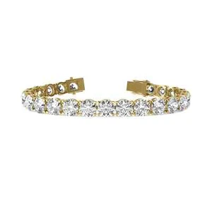 5.58 CT D/VS Round Cut Lab Grown Diamond Tennis Bracelet 14k Yellow Gold 8" - Picture 1 of 2