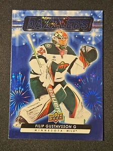 23-24 Upper Deck Filip Gustavsson Blue Dazzlers 🌈🌈🌈 Minnesota Wild - Picture 1 of 2