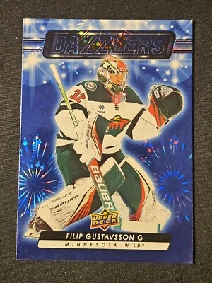 23-24 Upper Deck Filip Gustavsson Blue Dazzlers 🌈🌈🌈 Minnesota Wild  - Image 1 of 2