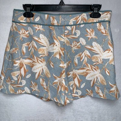 Pantalones Cortos H&M Cintura Alta Verde Y Naranja Patrón Floral Para Mujer Talla 8 Medianos Foto 1 de 4