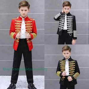 Boys Kids Children Hussar Suit Jacket Dance Show Costume Drummer Blazer Clothing - Picture 1 of 18