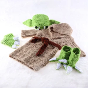 1 Set Baby Yoda Mandalorian Handmade Knitted Star War Newbaby Costume Cosplay - Picture 1 of 7