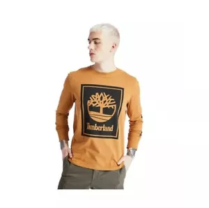 Timberland MEN'S LONG-SLEEVE LOGO T-SHIRT ORANGE SIZE L - Picture 1 of 5