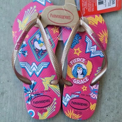 Havaianas Girls Flip Flops Beach Sandals Hollywood Rose Wonder Girls Size 3/4Y - Image 1 of 4