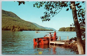 Postkarte Bootfahren Lake George New York NY Schaulustige - Bild 1 von 2