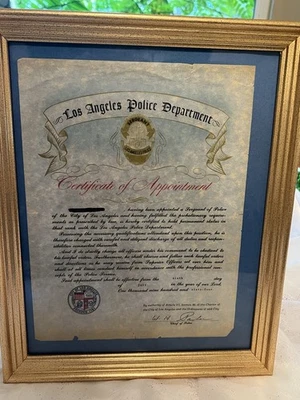 LAPD Certificate Of Appointment  - Image 1 of 4