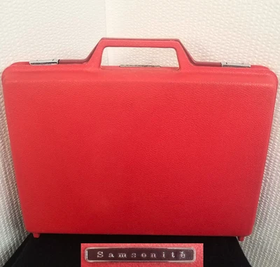 复古 20 世纪 60 年代新秀丽红色硬面公文包笔记本电脑保护壳双锁 — 第 1/4 张图片