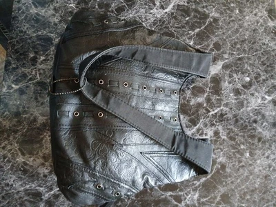 Bolsa vintage Y2K Cabin Creek 100% couro preta sobre o ombro com zíper/estalo 🍃impressão - Imagem 1 de 4