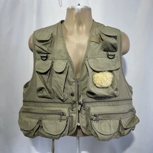 Bass Pro Shop Fishing Vest Khaki Size Medium Vest Utility Cargo Pockets - Picture 1 of 10