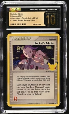 ROCKET'S ADMIN. Celebrations EX Team Rocket Returns #86 CGC Pristine 10 Pokemon - Image 1 of 2