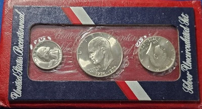 3 US Coins 1976 S United States Bicentennial 40% Silver Uncirculated Set OGP - Image 1 of 2