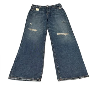 Cleo + Wolf High Rise Straight Jeans Patching Detail Size 31x32 New with Tags - Picture 1 of 5