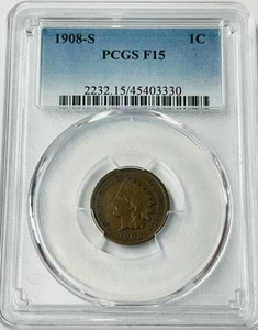 1908 S Indian Head Cent PCGS F15 - Picture 1 of 8
