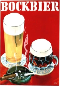 Original Vintage Poster SWISS COOL BOCKBEER SMOKERS um 1950 - Bild 1 von 1