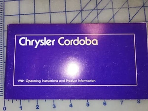 1981 Chrysler Cordoba Owners Manual Original - Bild 1 von 1