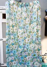 Retro Blue Green Floral Flower Curtain Drapes Panel Vintage Set Of 2 MCM 36 X 86
