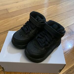 🔥Nike Air Force 1 Mid TD 314197 004 Black Sneakers Baby Toddler Size 3C
