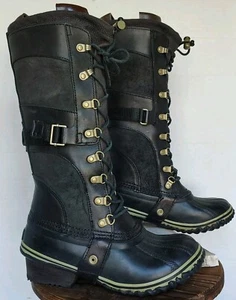 Sorel Conquest Carly Waterproof Leather Knee High Riding Work Boots Womens 7 - Picture 1 of 24