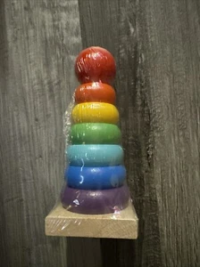 Wooden Rainbow Rings Kids Stacker Baby Stacking Toy Classic Developmental Toy - Picture 1 of 2