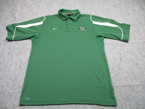 Nike Marshall Thundering Herd Polo Shirt Mens Large Green Dri Fit College Cover