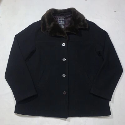 American Eagle Pea coat Blazer Wool Coat Large Faux Fur Collar Women’s Large - Image 1 of 4