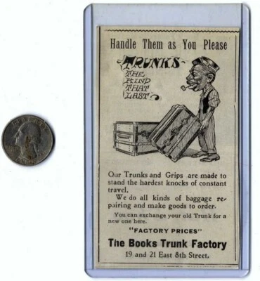 HISTORICALLY IMPORTANT ANTIQUE STEAMER TRUNK ADVERTISEMENT PRIMITIVE LUGGAGE - Image 1 of 4